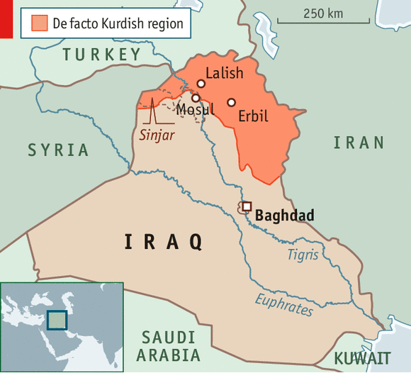 Yezidi in Iraq map