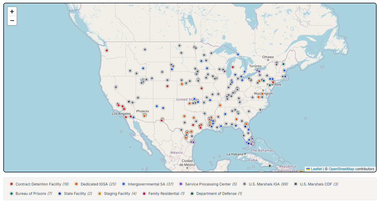VisaVerge Map of ICE Detention Centers